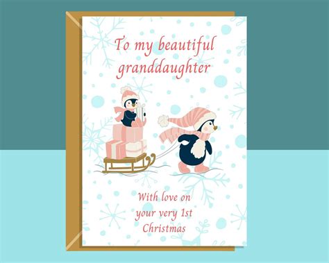 Granddaughter 1st Christmas Card Cute For Grandaughter On Etsy