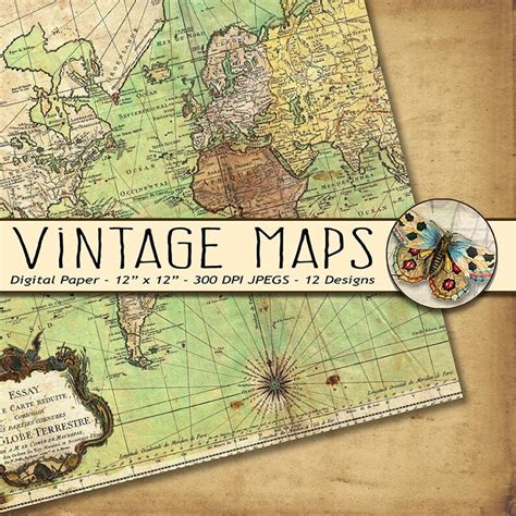 Vintage Maps Digital Paper Old World Maps Old Vintage Etsy