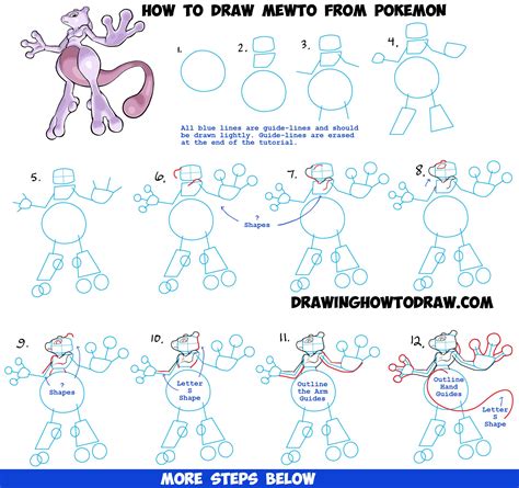 How To Draw Mewto From Pokemon Go Easy Step By Step Drawing Tutorial