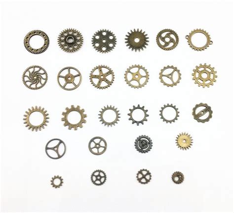 20pcs Bronze Watch Parts Steampunk Cyberpunnk Cogs Gears Diy Jewelry