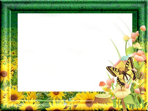 Green Transparent Frame With Sunflowers Festas De
