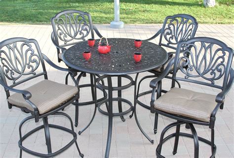 Elizabeth Outdoor Patio 5pc Set Bar Table 42 Dark Bronze