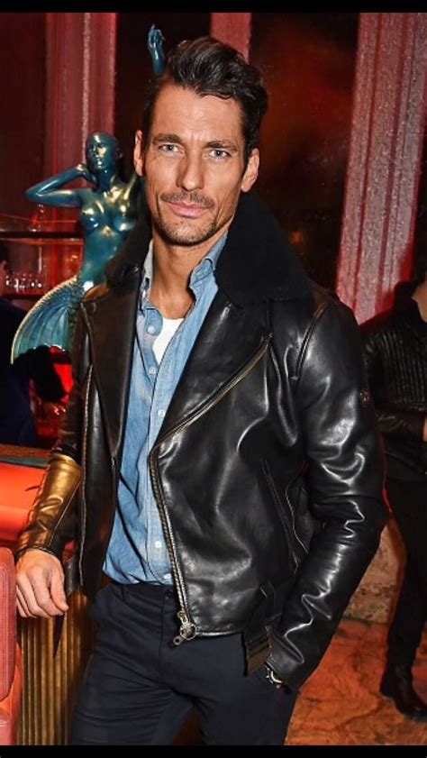 David Gandy Style Leather Biker Jacket And Denim Shirt David Gandy