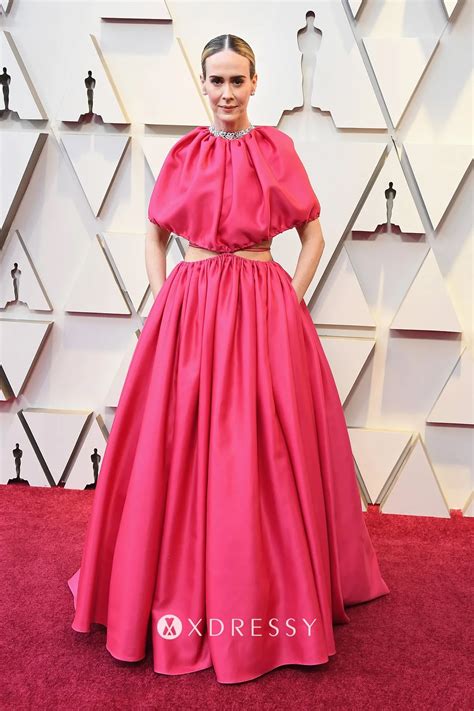 Sarah Paulson Hot Pink Cut Out Dress Oscars 2019 Xdressy