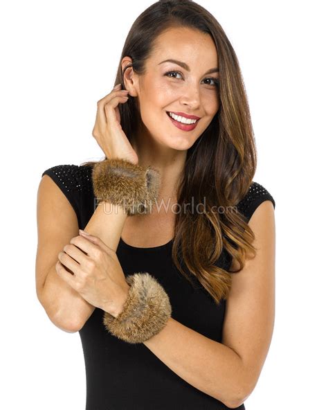 The Angelica Rabbit Fur Slap Cuffs In Brown