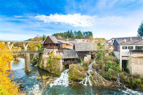 Beautiful Village Of Rastoke On Korana River Near Slunj Croatia Stock