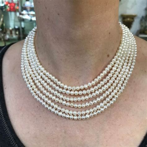 Modern Six Strand Freshwater Pearl Necklace