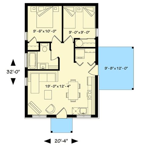 All the best tiny homes canada floor plans in your hands. Plan 22405DR: Two Bedroom Tiny Cottage | Dream Home | Two ...