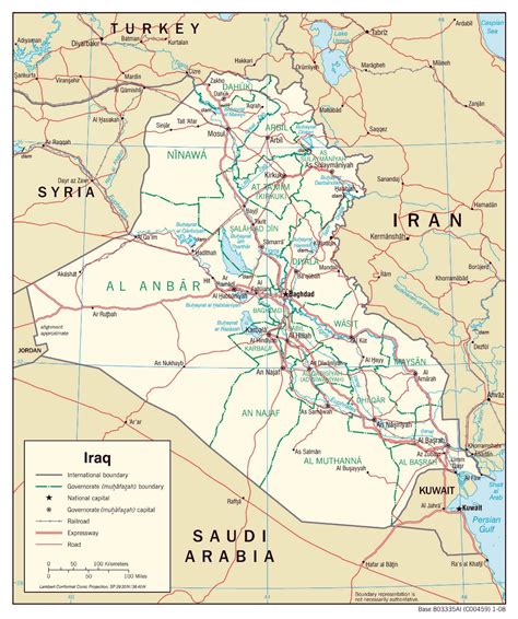Large Detailed Political And Administrative Map Of Iraq With Roads And