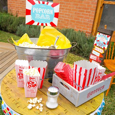 Backyard Carnival Popcorn Bar Printable Set Popcorn Bar Sign