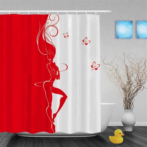 Slim Silhouette Of Beautiful Girls Bathroom Shower Curtains Sexy Home