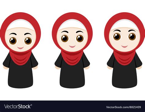 Cartoon Girls With Hijab Royalty Free Vector Image