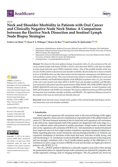 Pdf Neck And Shoulder Morbidity In Patients With Oral Cancer And