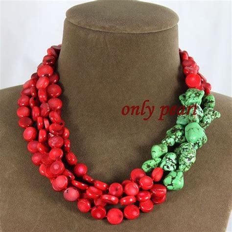 Free Shipping Red Coral Necklace And Turquoise By Onlypearl