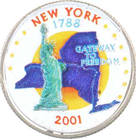 Custom Colorized 2001 P New York State Quarter High Collectible
