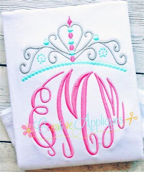 Princess Crown Monogram Topper Machine Embroidery Design 6 Sizes