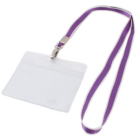 Plastic Horizontal Style Purple Lanyard Name Company Position Badge