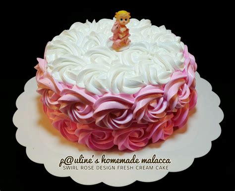 Swirl Rose Smash Cake Pink Fresh Cream Cake Paulineshomemademalacca Fresh Cream