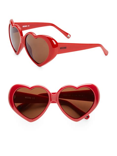 Moschino Retro Heart Sunglasses In Red Lyst