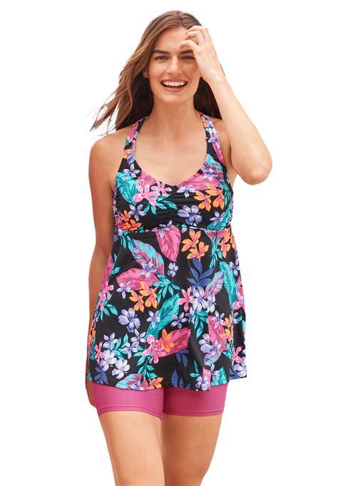 Swimsuits For All Women S Plus Size Longer Length Braided Tankini Top