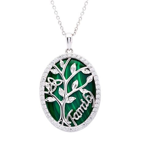 Oval Malachite Tree Of Life Pendant In Sterling Silver Shanore Irish