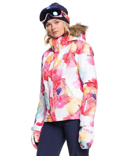 Roxy Womens Jet Ski Snow Jacket Bright White Flower Surfstitch