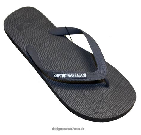 Emporio Armani Grey Mens Flip Flops Footwear From Designerwear2u Uk