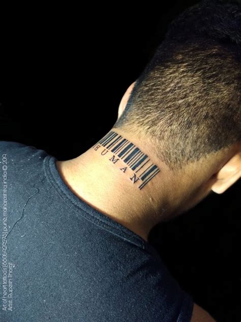 Barcode Tattoo In Neck By Rupesh Thorat Art Of Heart Tattoos