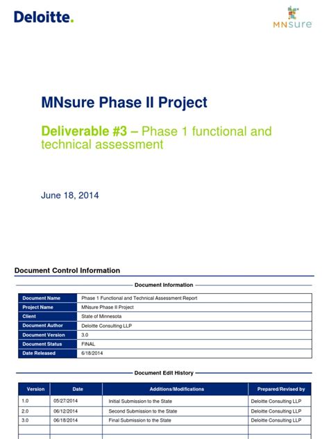 MNSure: Phase 1 Functional and Technical Assessment Report ...