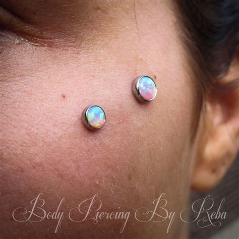 Fresh Surface Piercing With Anatometal Opal Cab Tops Implant Grade