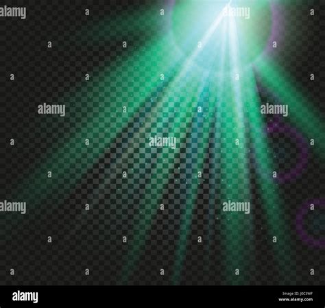 Shining Vector Green Color Light Effects Glowing Beams On Checkered