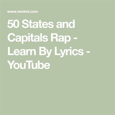 50 States And Capitals Rap Learn By Lyrics Youtube In 2020 States