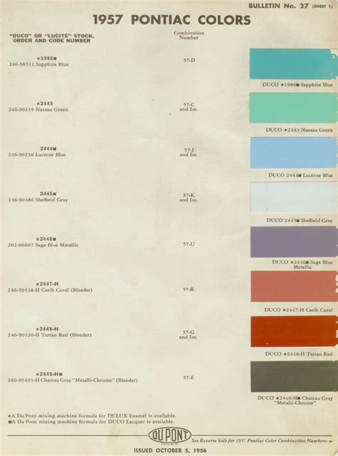 1957 Pontiac Color Combinations