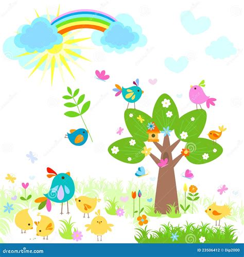 Spring Stock Vector Illustration Of Rainbow Background 23506412