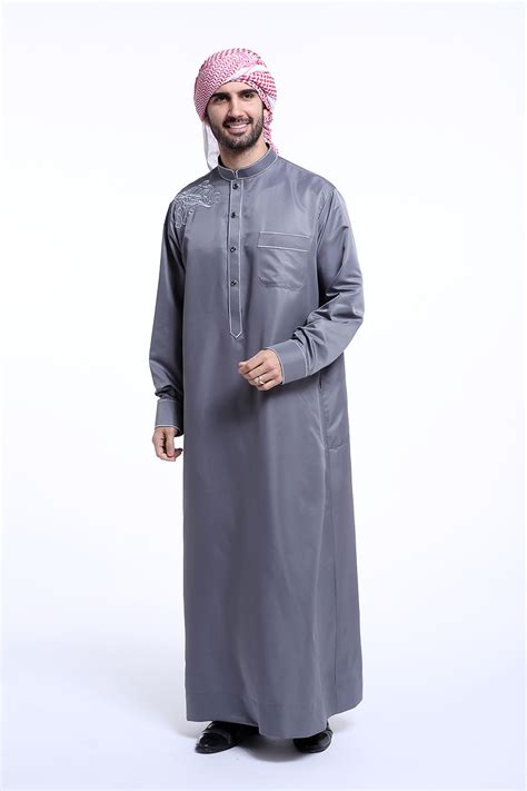 Men Arab Kaftan Saudi Thobe Thoub Abaya Robe Daffah Dishdasha Islamic Clothing Ebay