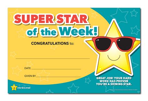 Youre A Star Super Star Of The Week Award Package Of 25 Cool