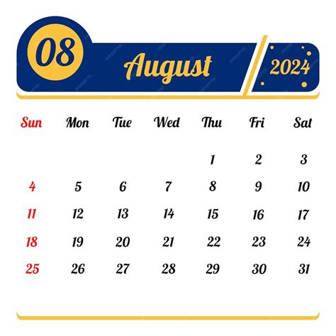 Premium Vector August 2023 Vector Calendar Template