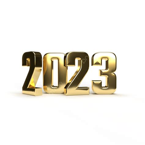 New Year 2023 Golden Steel Number Isolated On Transparent Background 3d