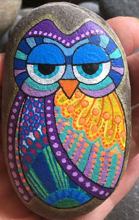 Owl Painted Rock Stone Art Painting Rock Painting Art Pebble Painting