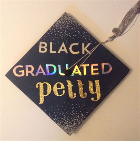 Grad Cap With Holographic Letters Gold Cardboard Lettering And Silver
