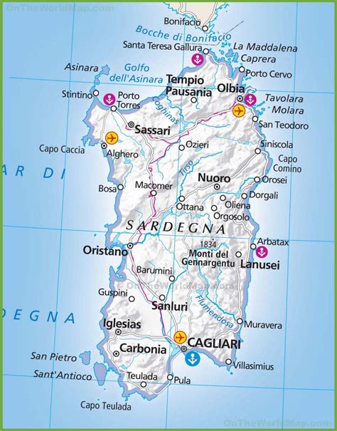 If the modern part of the city isn't very interesting, the historical center however is worth a visit. Large map of Sardinia