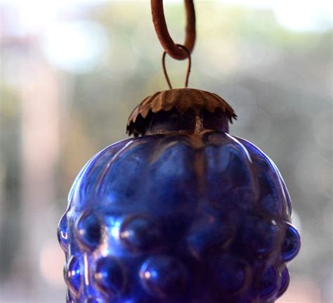 Super Vintage Theme Decoration Unique Grape Shape Glass Kugel Blue