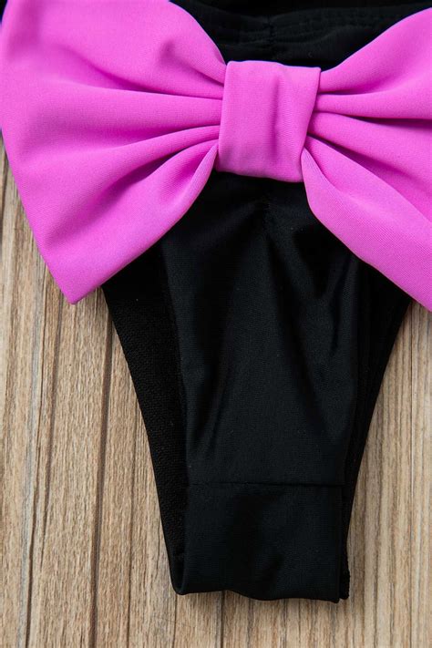 2018 Sexy Color Block Bowknot Embellished Womens Briefs Blackpink M