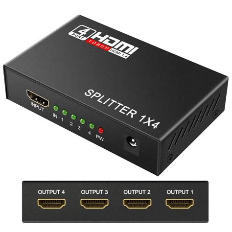 Hdmi Splitter 1 In 4 Out Tolmnnts Hdmi Splitter Powered By Ac Adapter