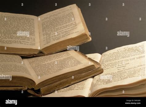 Detail Studio Photography Showing A Stack Of Historic Books Stock Photo