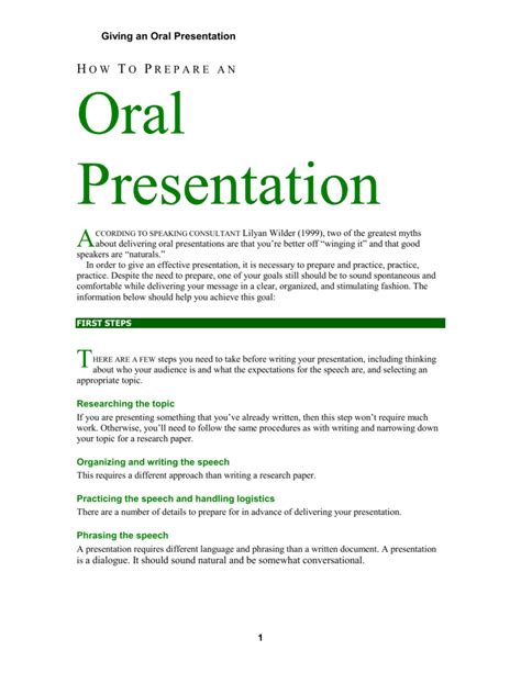 How To Prepare An Oral Presentation