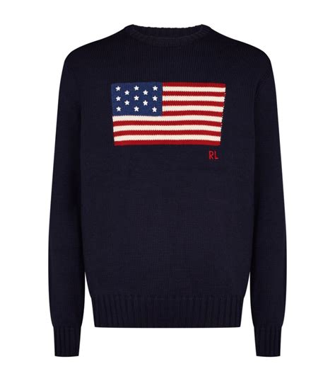 Mens Polo Ralph Lauren Navy American Flag Sweater Harrods Countrycode