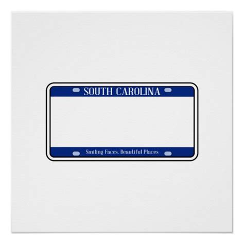 Blank South Carolina State License Plate Poster Uk