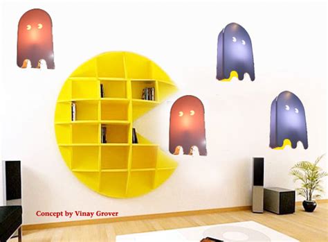 Pac Man Bookcase With Ghosts Walyou