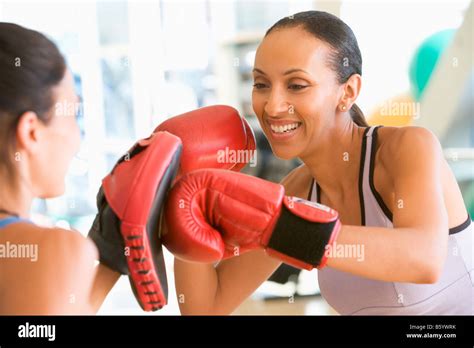 Women Boxing Together At Gym Stock Photo Alamy